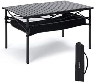 Camping Table, Portable Folding Camp Table, Camping Tables That Fold Up Lightweight, Aluminum Beach Table for Camping Hiking Backpacking Outdoor Picnic (L)