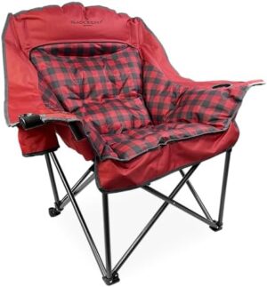 Black Sierra Plush Camping Chair for Sports & Outdoors, Oversize XL Outdoor Folding Chair Supports 400 lbs, Heavy Duty Lounge w/Cup Holders & Carry Bag Perfect for Sports, Tailgating, Patio