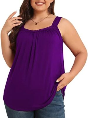 TIANZHU Plus Size Tank Tops for Women - Summer Womens Tops Plus Size, Lace Detail, Loose Fit, Sleeveless Women's Tanks