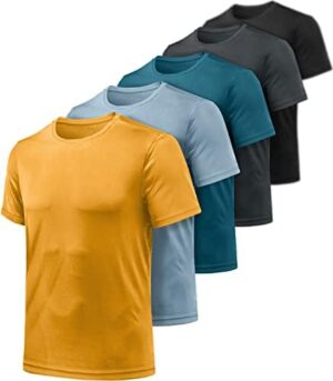 ATHLIO 2, 3 or 5 Pack Men's Workout Running Shirts, Sun Protection Quick Dry Athletic Shirts, Short Sleeve Gym T-Shirts