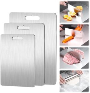 2024 Upgrade Titanium Cutting Board - 100% Pure Titanium Cutting Boards for Kitche, New Double Sided Food-Grade Titanium Board, Thick Titanium Cutting Board for Home Kitchen Cooking (12 * 9 inch)