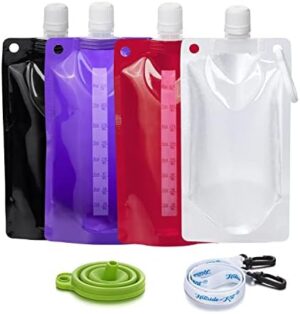 Hillside-Kit Plastic Flasks Concealable and Reusable Cruise Drink Bags with Funnel 8OZ Leak-Proof Flasks for Travel Outdoor (Coloful2-4pcs 8OZ)