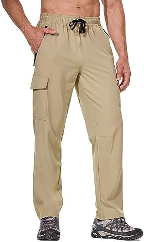 BALEAF Men's Hiking Pants Cargo Quick Dry Water Resistant Elastic Waist with Zip Pockets UPF 50+ for Work Running