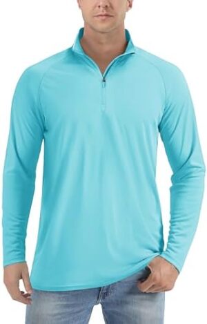 TACVASEN Men's UPF 50+ Shirts 1/4 Zip Up Sun Protection Long Sleeve Rash Guard Outdoor Hiking Hiking Running Shirts