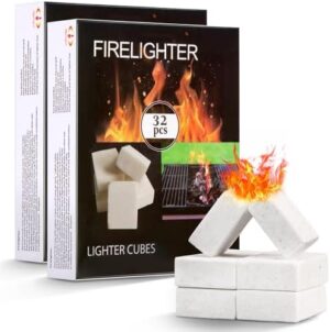 64 Pcs Waterproof Solid Fuel Tablets Outside-1300F Universal Fire Starter Cubes-Fuel Tablets for Fireplaces, Grills,Wood Stoves