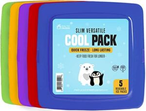 Ice Packs for Lunch Bags - Freezer Packs - Original Cool Pack | Slim & Long-Lasting Reusable Ice Pack for Lunch Box and Cooler Bag (Set of 5)