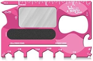 Wallet Ninja 2.0 (Advanced 20-in-1 Multitool, Now With Mirror + Nail File) (Pink)