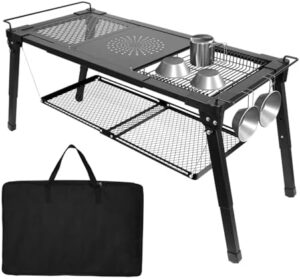 Folding Camping Table Portable, Metal Outdoor Grill Table Sturdy, Camping Tables That Fold up Lightweight, Small Picnic Table for Outside, BBQ, Fishing, Tailgating, Patio, Beach, Garden