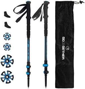 G2 Carbon Fiber Trekking Poles Telescopic/EVA Foam Grip/Foam Padded Wrist Strap/Auto-Adjustable Strap/Quick Flip Lock (Pack of 2 Poles)