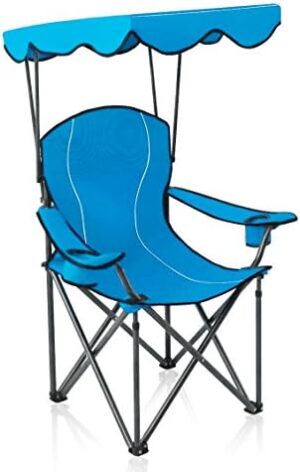 ALPHA CAMP Camp Chairs with Shade Canopy Chair Folding Camping Recliner Support 350 LBS