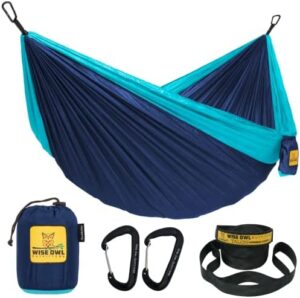 Wise Owl Outfitters Camping Hammock - Camping Essentials, Portable Hammock w/Tree Straps, Single or Double Hammock for Outside, Hiking, and Travel