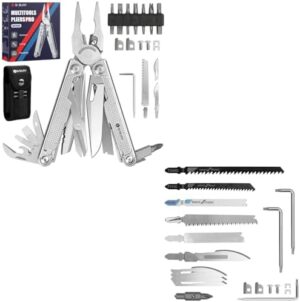 BIBURY Multitools Pliers Pro BI2049 with Spare Parts Kit, Foladable Multitools with Large Saw Blade, Wire Cutters, Upgraded Scissors and Screwdriver Set, Ideal for Camping, Fishing, Survival