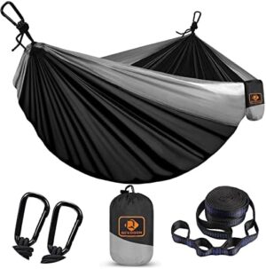 Camping Hammock for Outside,Double Hammock with Tree Straps(18+1Loops) 210T Nylon Parachute Lightweight Portable Hammock for Outdoor Travel,Hiking,Backpacking,Hunting,Outdoor,Beach,Camping Gear