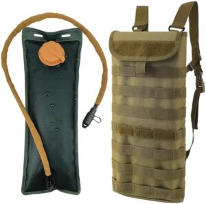 Tactical MOLLE Hydration Pack Carrier Backpack with 3L Water Bladder for Outdoor Sports, Khaki