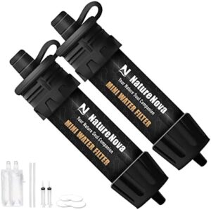 Mini Water Filter NatureNova Portable Emergency Water Filtration System Hiking Camping Straw Survival Gear Emergency Preparedness