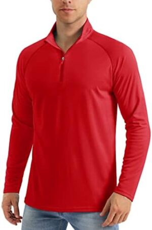 MAGCOMSEN Men's Long Sleeve Sun Shirts UPF 50+ Tees 1/4 Zip Up Fishing Running Rash Guard T-Shirts Outdoor Shirt