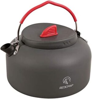 REDCAMP 1.4L Medium Outdoor Camping Kettle, Aluminum Water Pot with Carrying Bag, Compact Lightweight Tea Kettle