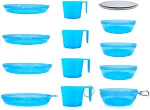 Sun Company Zero Kit - Stackable Nesting Mess Kit for Camping with Silicone Strap | Dishwasher-Safe Space-Saving Travel Plates, Bowls, and Mugs | Dinnerware for Camping, Backpacking, or RV