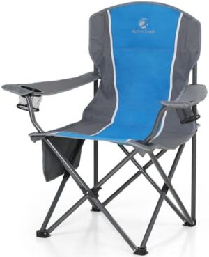 ALPHA CAMP Oversized Camping Chair, Heavy Duty Folding Chairs for Outside Support 350 LBS, Portable Lawn Chairs with Cup Holders Large Side Pocket Back Pocket Padded Armrest for Outdoor Indoor