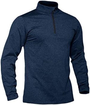 TACVASEN Men's Sports Shirts 1/4 Zip Long Sleeve Fleece Lined Running Workout Athletic Pullover Tops Sweatshirt