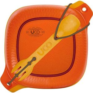 UCO 4-Piece Camping Mess Kit with Bowl, Plate and 3-in-1 Spork Utensil Set