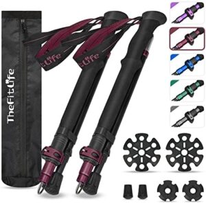 TheFitLife Collapsible Trekking Poles for Hiking – Lightweight Folding Walking Sticks for Men and Women with Extra-Long Foam Handle and Metal Flip Lock