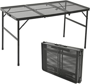 Camping Table Folding Portable Grill Table Outdoor High Top Metal Table for BBQ Party Folding Bar Height Aluminum Table 23.6" D x 47.2" W x 26" H Grill Stand Foldable Picnic Work Table