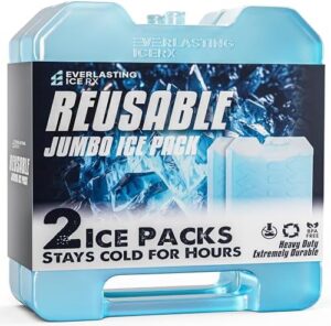 Large Reusable Ice Packs for Cooler with Handle (4 Pack) Long Lasting Coolness, BPA Free, Freezer Packs for Extended Cooling | Cooler Ice Packs for Camping, Fishing, Hiking, Beach