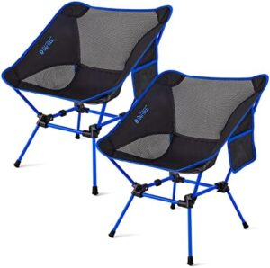 G4Free 2Pack Folding Camping Chairs, Ultralight Compact Backpacking Folding Chairs Lawn Chairs Heavy Duty 330lbs with Side Pockets Packable for Outdoor Camp Travel Beach Picnic Travel Hiking