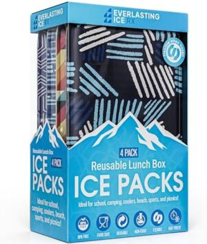 Reusable Ice Packs for Lunch Boxes & Coolers (4 Pack) Flexible, Long-Lasting, BPA Free, Versatile Soft Ice Pack for Insulated Bags, Picnic, Travel, and More