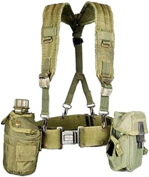 Camping Canteen Set - Durable Nylon Clothing Hiking Kit w/Suspenders, Belt & Shoulder Straps, Cover, & M16 Mag Pouch