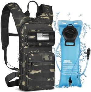 Hydration Backpack with 3L TPU Water Bladder, Tactical Molle Water Backpack for Men Women, Hydration Pack for Hiking, Biking, Running and Climbing