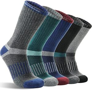 5 Pairs Merino Wool Hiking Socks Warm Thermal Winter Cozy Cushioned Boot Moisture Wicking Socks for Women & Men