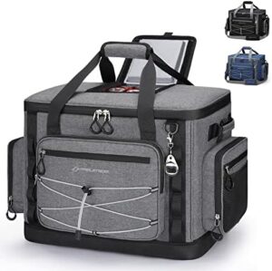 Maelstrom Soft Cooler Bag,Soft Sided Insulated Hard-Bottom Beach Ice Chest Large Leakproof Camping Portable Travel Cooler for Camping,Grocery Shopping,Gray,40 Can