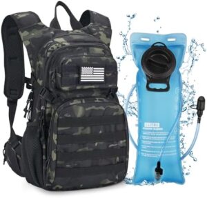 CVLIFE Tactical Hydration Backpack 3L, Lightweight Water Bag Hydration Pack, Hiking Backpack with Water Bladder for Men Women, Heavy Duty Molle Water Backpack for Cycling, Running, Hunting