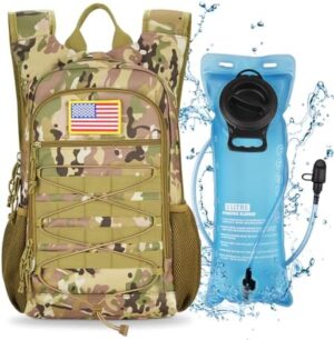 CVLIFE Tactical Hydration Backpack 3L, Water Backpacks for Men Women, Hiking Backpack with Water Bladder, Molle Hydration Pack Backpack, Water Bag Backpack for Hiking, Running, Cycling, Camping