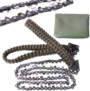 Pocket Chainsaw 36 Inch With 48 Bi-direction Teeth 65MN High Carbon Steel Rope Saw For Camping Hiking Outdoor (Olive Green)