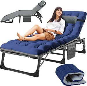 Slsy Sleeping Cots for Adults, 5-Position Folding Chaise Lounge Chairs Outdoor, Portable Folding Bed Cot Lounge Chair for Beach Lawn Camping Pool Sun Tanning