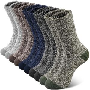 SIMIYA 5 Pairs Merino Wool Socks Mens, Super Thick Mens Hiking Socks Thermal Wool Socks for Cold Weather