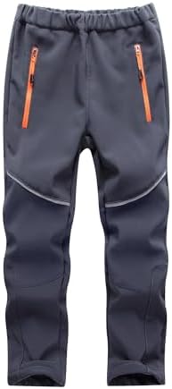 Toomett Boys snow cargo pants, Girls Kids Outdoor Fleece-Lined Soft Shell Hiking Fishing ski Insulated Pants