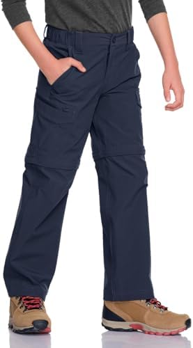 CQR Kids Youth Hiking Cargo Pants, UPF 50+ Quick Dry Convertible Zip Off Pants, Outdoor Camping Pants