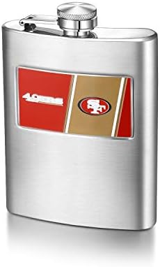 NFL San Francisco 49ers 8-Ounce Matte Finished Stainless Steel Hip Flask with Rectangular Team Emblem and Funnel