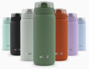 Ello Cooper 18oz Kids Stainless Steel Water Bottle Vacuum Insulated with Straw and Carry Handle, Leak Proof Locking Lid with Soft Silicone Spout, Fits Car Cupholder, Dishwasher Safe, Acorn Squash