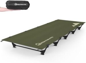 Ultralight Compact Camping Cot, 60s Easy Set-Up, 28'' Wide Surface, Supports 330lbs, 5 Stabilizers, Portable Folding Backpacking Cot w/Storage Bag for Outdoors and Home (Oxford Army Green)