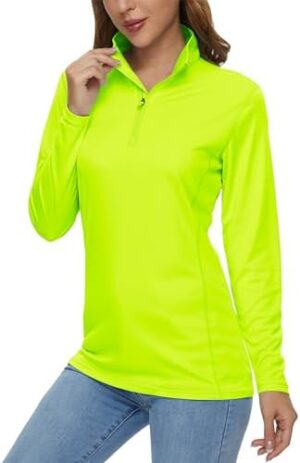 MAGCOMSEN Women's Shirts Long Sleeve 1/4 Zip UPF50+ UV Sun Protection Quick Dry Workout Hiking Athletic Shirts Rash Guard