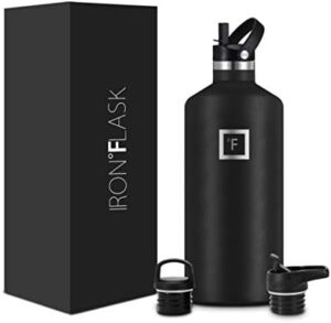 IRON °FLASK Camping & Hiking Hydration Canteens - 3 Lids (Narrow Straw/Spout Lid) Leak Proof Vacuum Insulated Stainless Steel - Hot & Cold Double Walled Sports Water Bottle