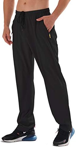 AIRIKE Men's Elastic Waist Hiking Pants Water Resistant Quick-Dry Lightweight Outdoor Sweatpants with Zipper Pockets