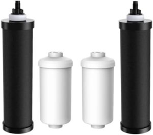 Replacement Black Purification Water Filter, Replacement for Berkey® BB9-2 Black Filters and Fluoride Filters (PF-2®) Combo Pack, 4 Pack, 1, Black/White