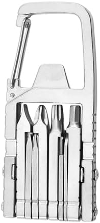 12 in 1 Multitool Slot Hex Star Screwdriver Bit Box Bottle Opener Card Remover Stainless Steel Folding Multi Tool, Portable Keychain Attachment, Home and Outdoor Use