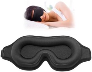 Sleep Mask for Side Sleeper, Upgraded 3D Contoured Cup Eye mask Blindfold for Man Women, Block Out Light, Eye mask with Adjustable Strap, Breathable & Soft for Sleeping, Yoga, Traveling (Black)